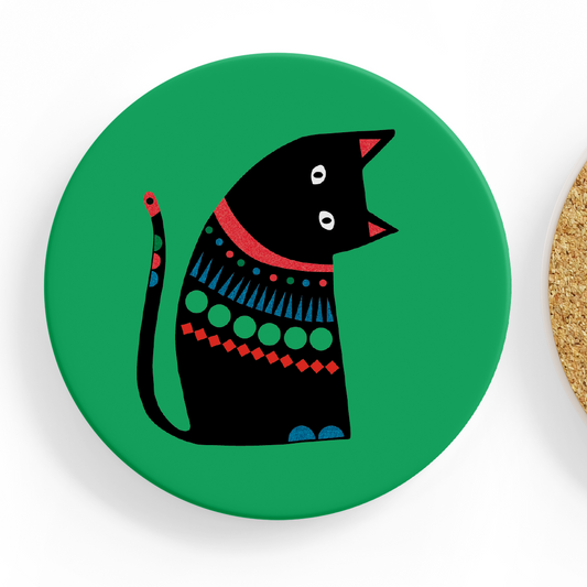 Christmas Jumper Cat Ceramic Coaster