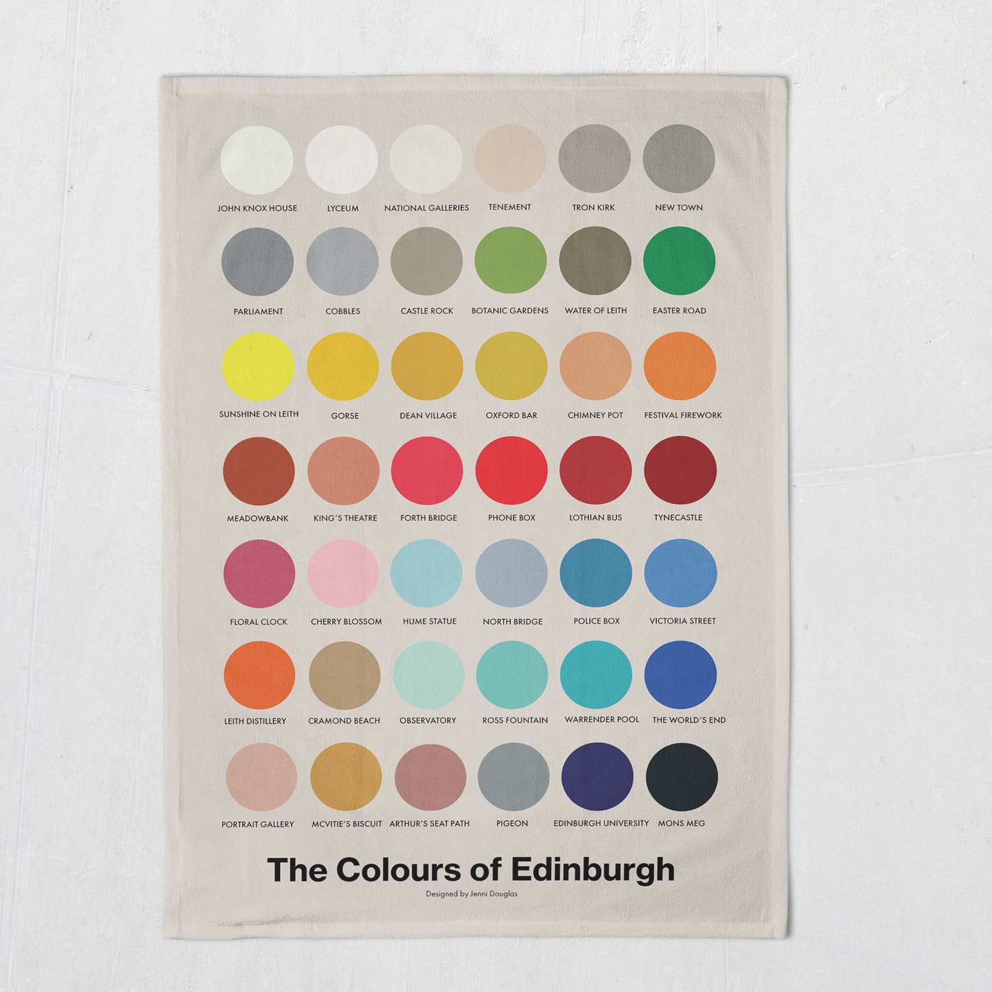 Colours of Edinburgh Tea Towel