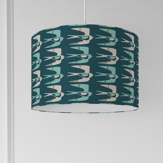 Swallows Lampshade - Dark Teal (Ceiling/Pendant or Table)
