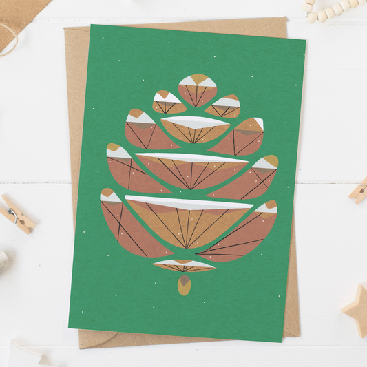 Snowy Fir Cone Christmas Card