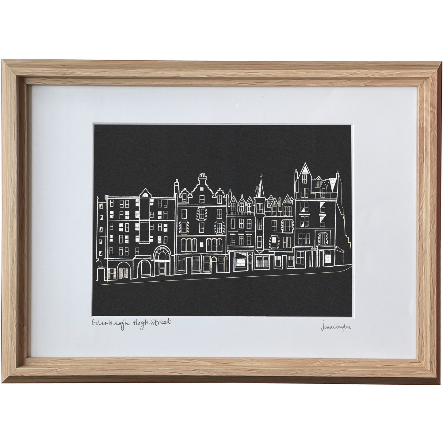 Edinburgh High Street Framed Art Print (Black)