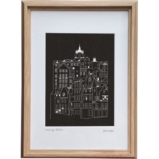 Edinburgh Old Town Framed Art Print (Black)