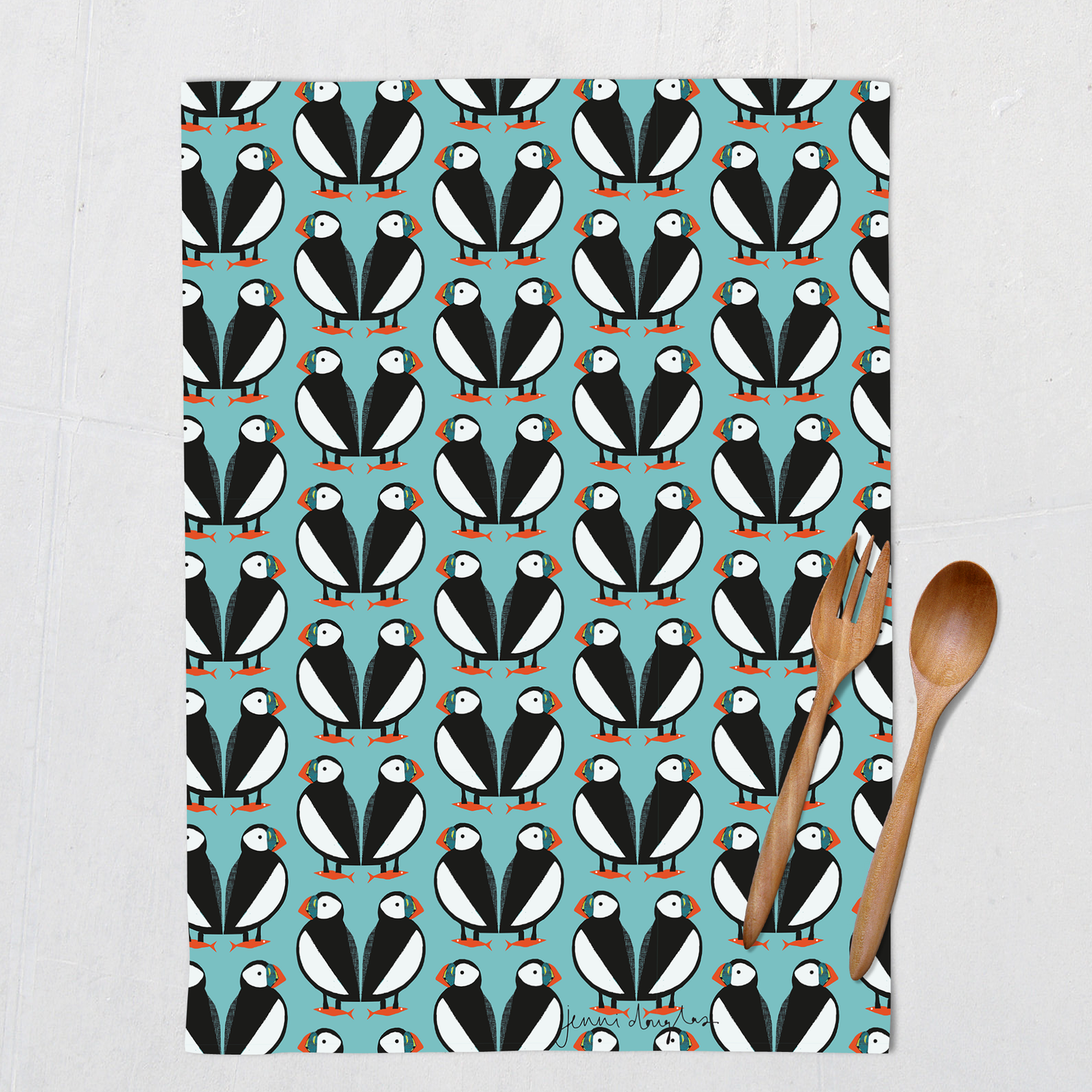 Puffins Tea Towel