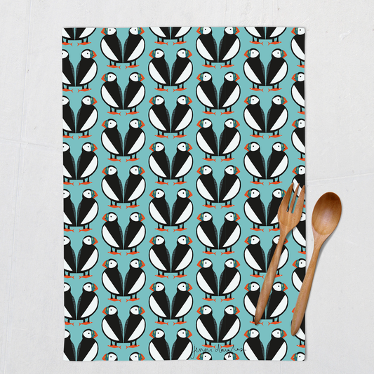 Puffins Tea Towel