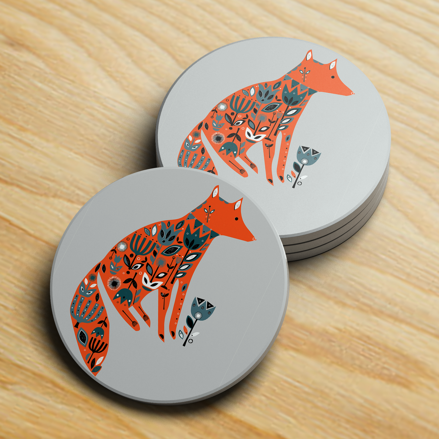 Fox Garden Ceramic Coaster