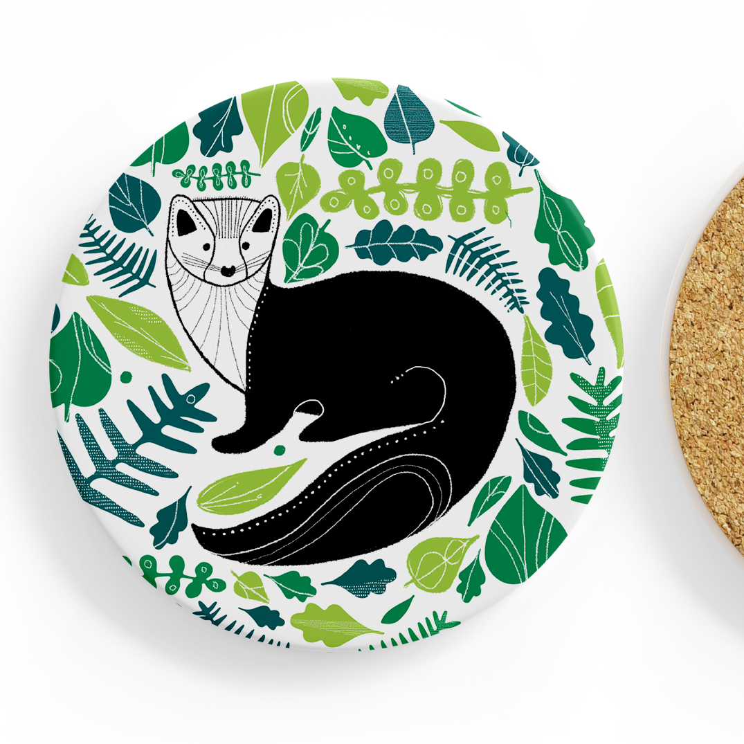 Pine Marten Ceramic Coaster