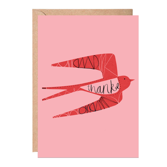 Flying Swallow Thank You Card