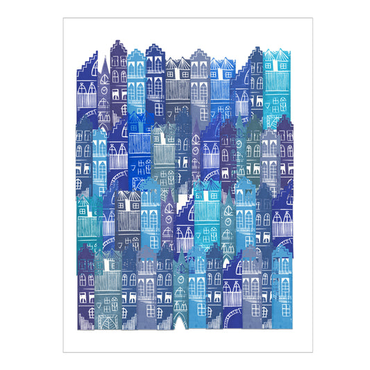 Edinburgh Cityscape Print (Blues)