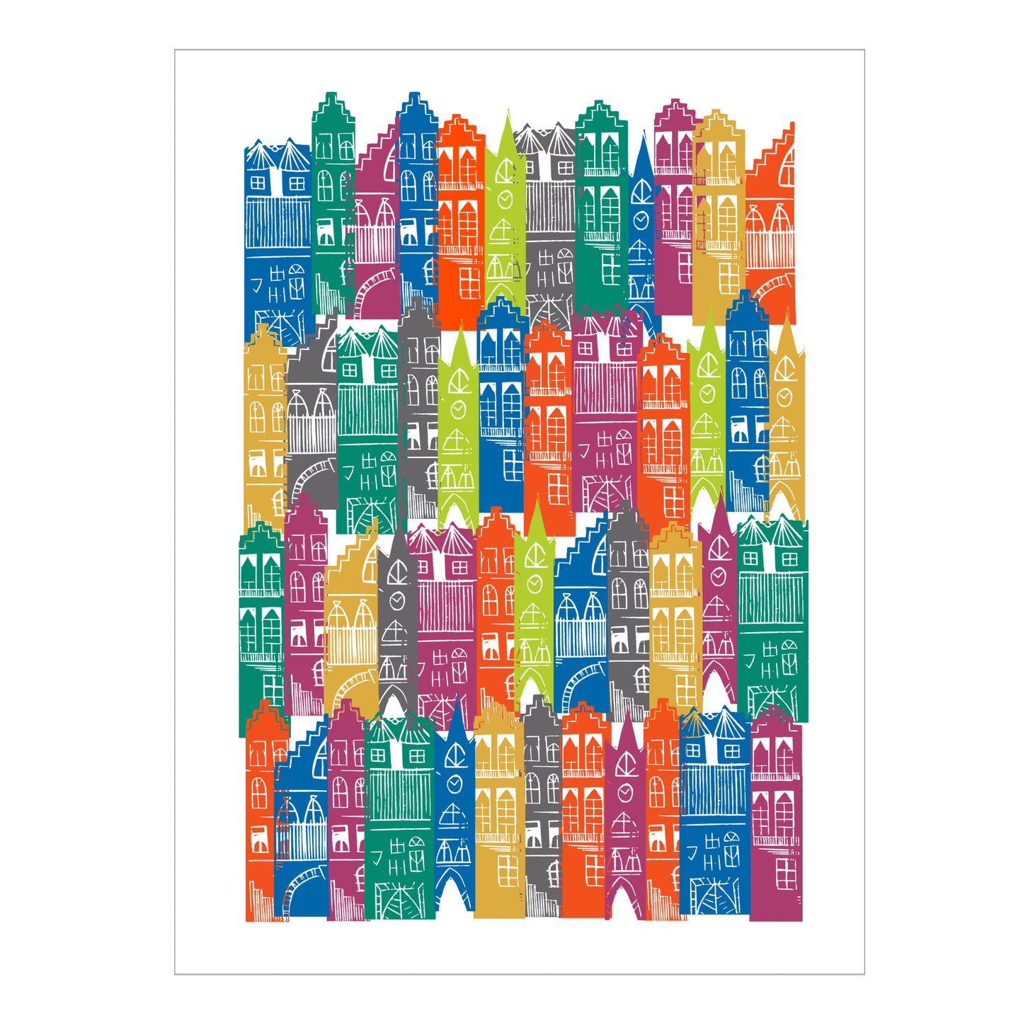 Edinburgh Cityscape Print (Rainbow)